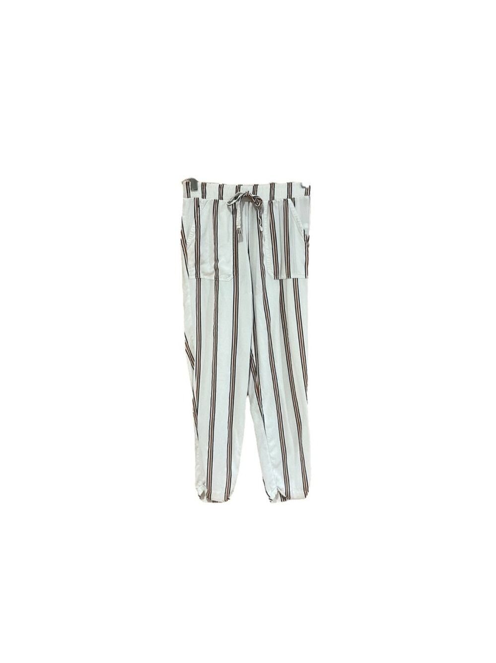 Primark White Brown Striped Pants Small